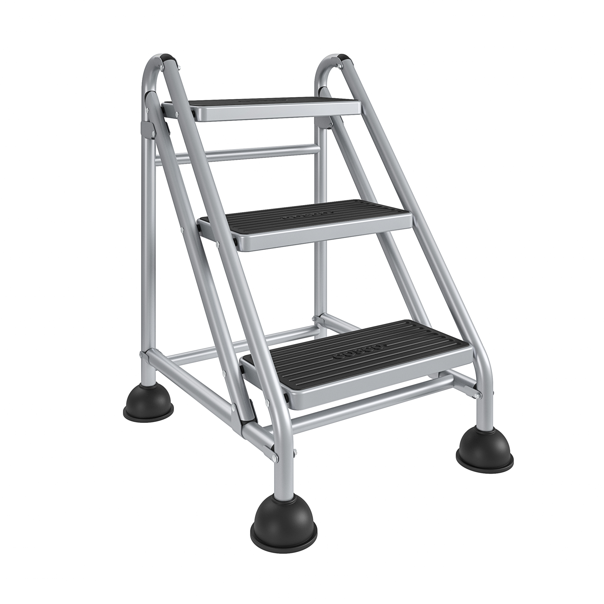 Cosco 3-Step Commercial Rolling Steel Step Ladder, 300lb. Capacity, Model# 11834GGB1